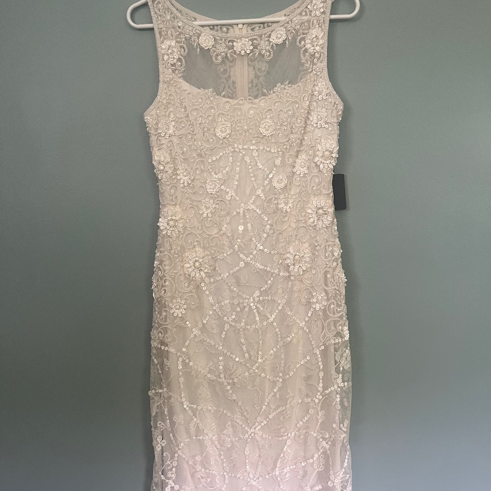 Adrianna Papell Ivory Beaded Cocktail Dress